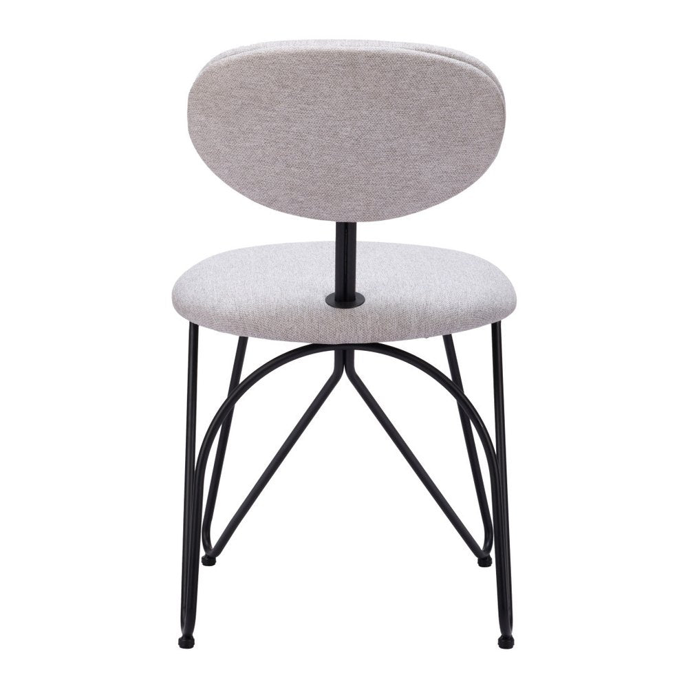 Set of Two Light Gray And Black Upholstery And Steel Dining Side Chairs
