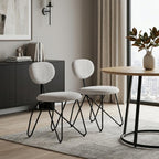 Set of Two Light Gray And Black Upholstery And Steel Dining Side Chairs