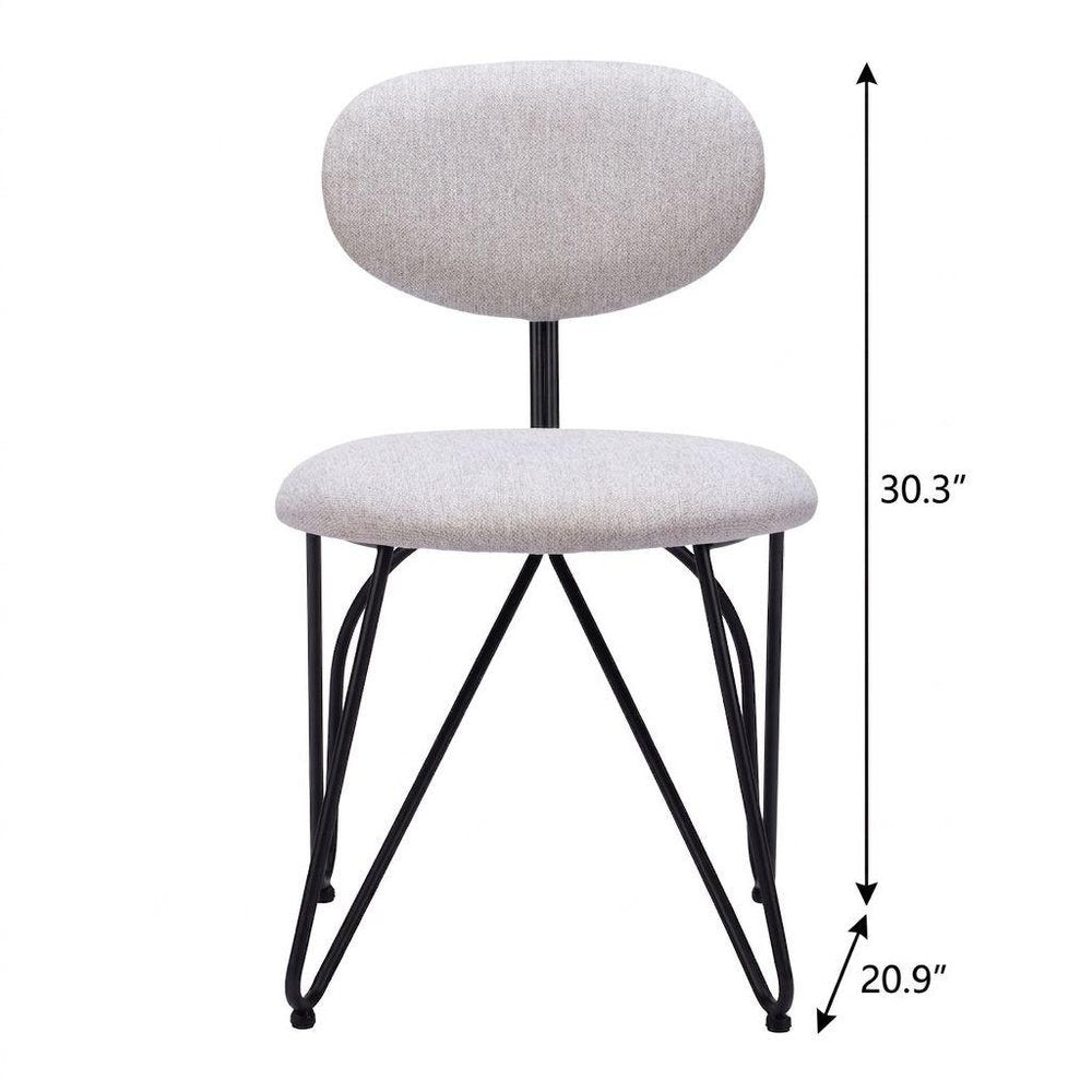 Set of Two Light Gray And Black Upholstery And Steel Dining Side Chairs
