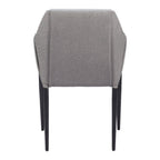Set of Two Gray Slate Gray And Black Faux Leather And Steel Dining Arm Chairs