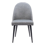 Set of Two Gray And Black Faux Leather And Steel Dining Side Chairs