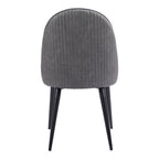 Set of Two Gray And Black Faux Leather And Steel Dining Side Chairs