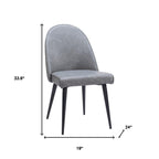 Set of Two Gray And Black Faux Leather And Steel Dining Side Chairs