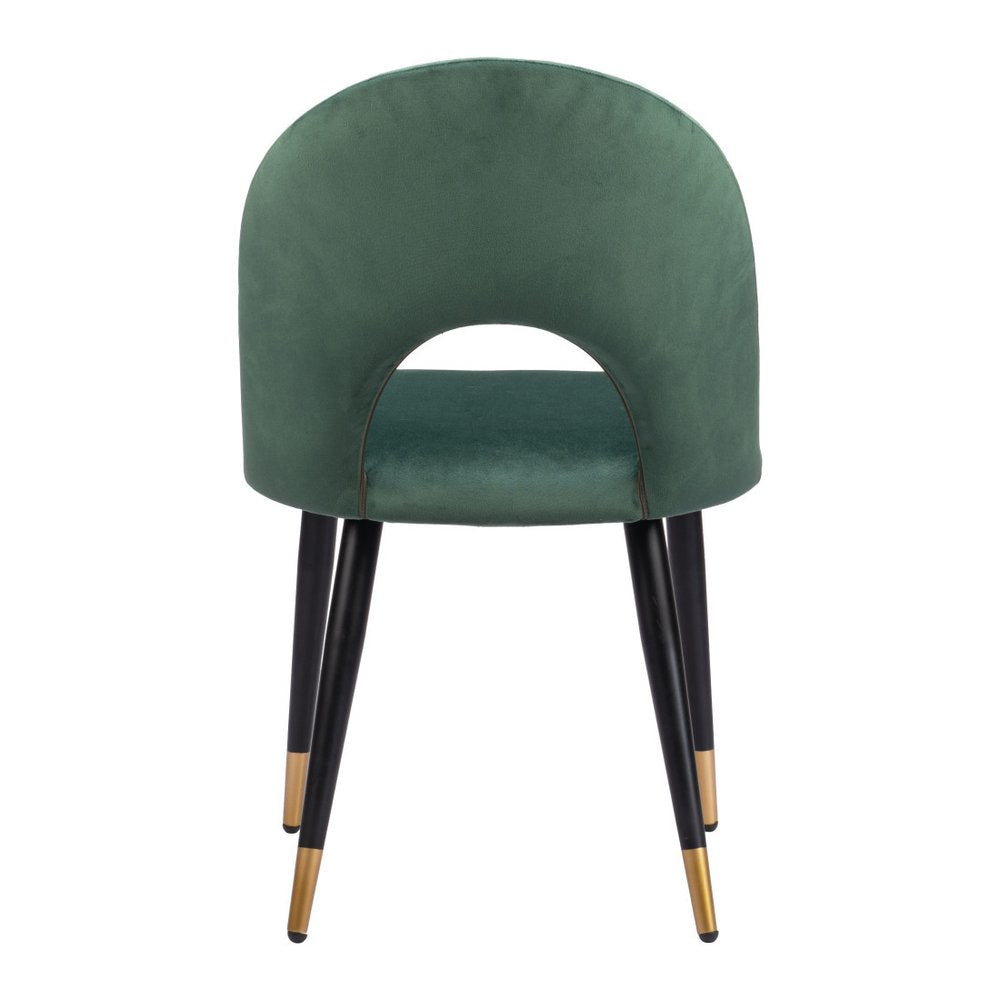 Set of Two Gray Black And Gold Velvet And Wood And Steel Open Back Dining Side Chairs