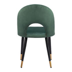 Set of Two Gray Black And Gold Velvet And Wood And Steel Open Back Dining Side Chairs
