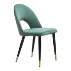 Set of Two Gray Black And Gold Velvet And Wood And Steel Open Back Dining Side Chairs
