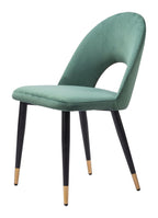 Set of Two Gray Black And Gold Velvet And Wood And Steel Open Back Dining Side Chairs