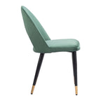 Set of Two Gray Black And Gold Velvet And Wood And Steel Open Back Dining Side Chairs
