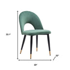 Set of Two Gray Black And Gold Velvet And Wood And Steel Open Back Dining Side Chairs