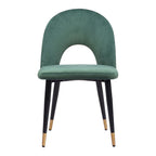 Set of Two Gray Black And Gold Velvet And Wood And Steel Open Back Dining Side Chairs