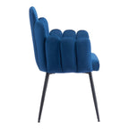 Set of Two Gray And Black Tufted Velvet And Steel Dining Arm Chairs