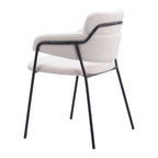 Set of Two Cream And Black Faux Shearling And Steel Dining Arm Chairs