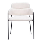 Set of Two Cream And Black Faux Shearling And Steel Dining Arm Chairs