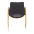Set of Two Black And Gold Faux Leather And Steel Dining Arm Chairs