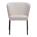 Set of Two Cream And Black Tufted Upholstery And Steel Dining Side Chairs