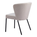 Set of Two Cream And Black Tufted Upholstery And Steel Dining Side Chairs
