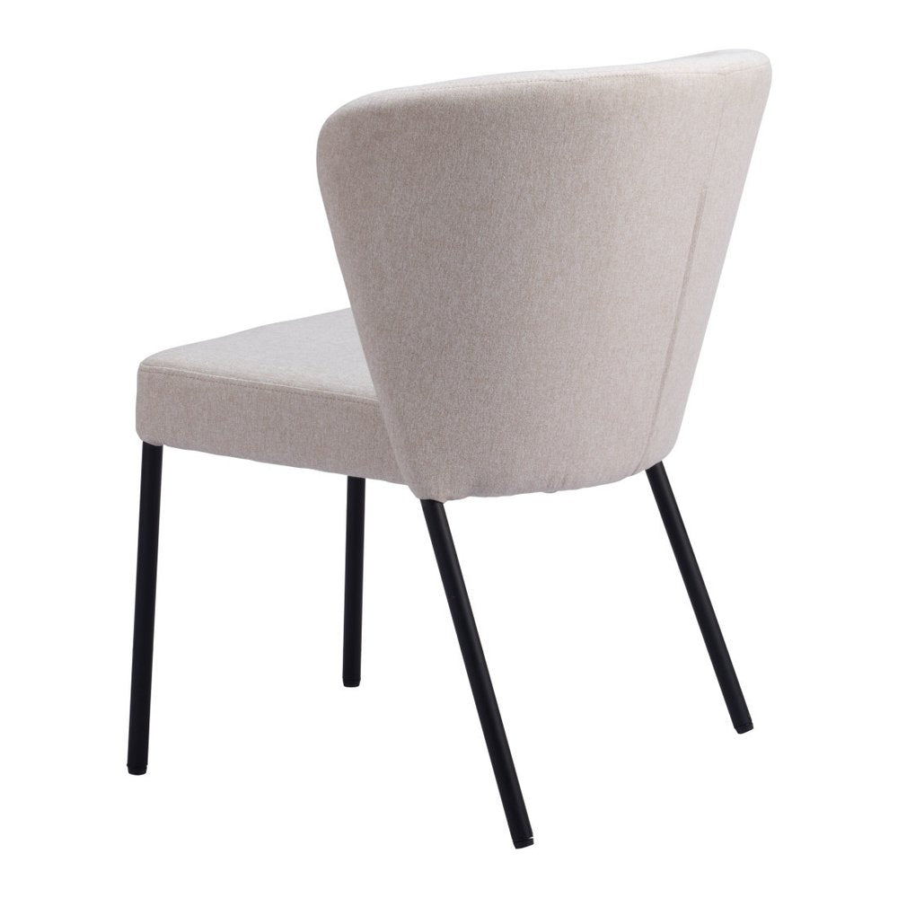 Set of Two Cream And Black Tufted Upholstery And Steel Dining Side Chairs