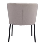 Set of Two Cream And Black Tufted Upholstery And Steel Dining Side Chairs