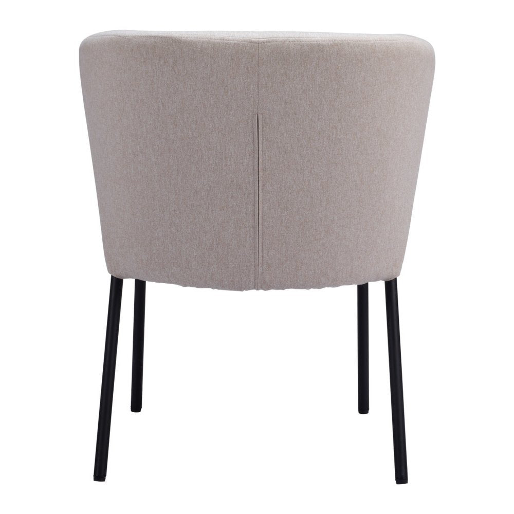 Set of Two Cream And Black Tufted Upholstery And Steel Dining Side Chairs