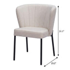 Set of Two Cream And Black Tufted Upholstery And Steel Dining Side Chairs