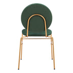 Set of Two Green And Gold Velvet And Steel Dining Side Chairs