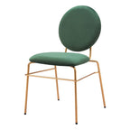 Set of Two Green And Gold Velvet And Steel Dining Side Chairs