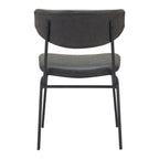 Set of Two Gray and Black Upholstered Faux Leather Open Back Dining Side Chairs