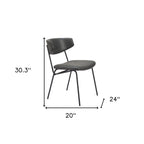Set of Two Gray and Black Upholstered Faux Leather Open Back Dining Side Chairs