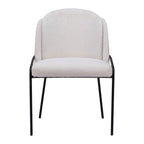Set of Two Ivory And Black Faux Shearling And Steel Dining Side Chairs