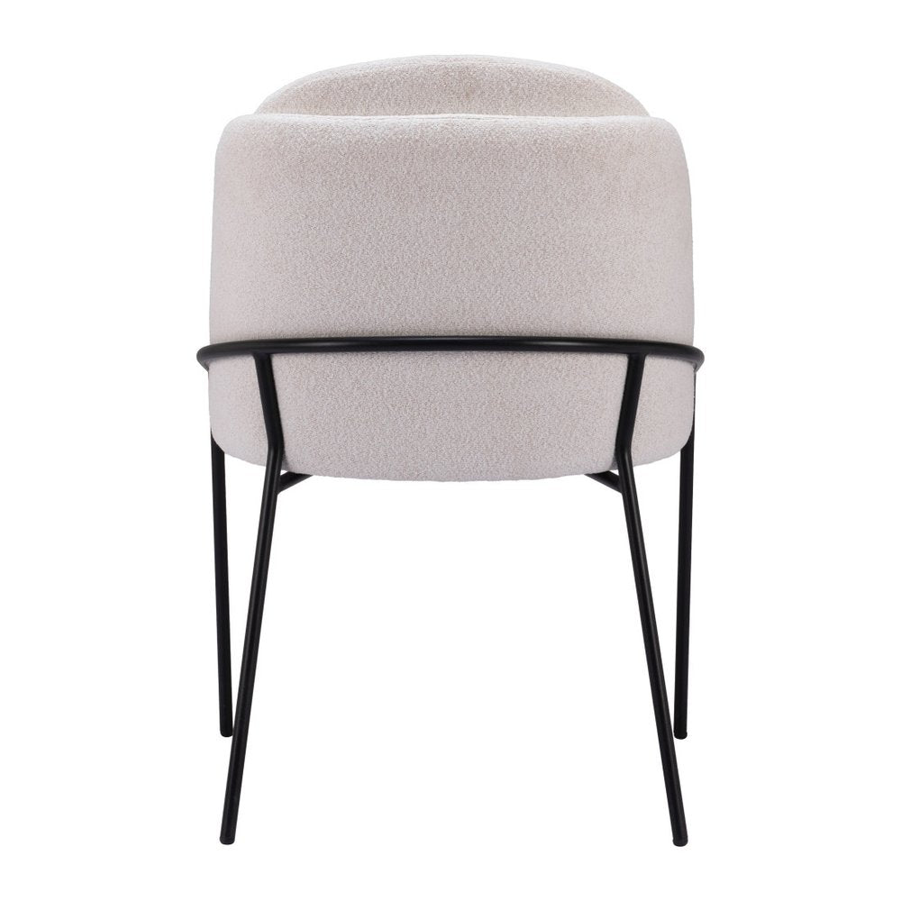 Set of Two Ivory And Black Faux Shearling And Steel Dining Side Chairs