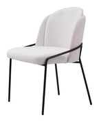 Set of Two Ivory And Black Faux Shearling And Steel Dining Side Chairs