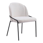 Set of Two Ivory And Black Faux Shearling And Steel Dining Side Chairs