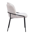 Set of Two Ivory And Black Faux Shearling And Steel Dining Side Chairs