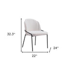 Set of Two Ivory And Black Faux Shearling And Steel Dining Side Chairs