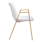 Set of Two Black And Gold Faux Leather And Steel Dining Arm Chairs
