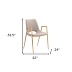 Set of Two Black And Gold Faux Leather And Steel Dining Arm Chairs