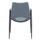 Set of Two Blue And Black Faux Leather And Steel Dining Arm Chairs