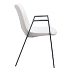 Set of Two Blue And Black Faux Leather And Steel Dining Arm Chairs