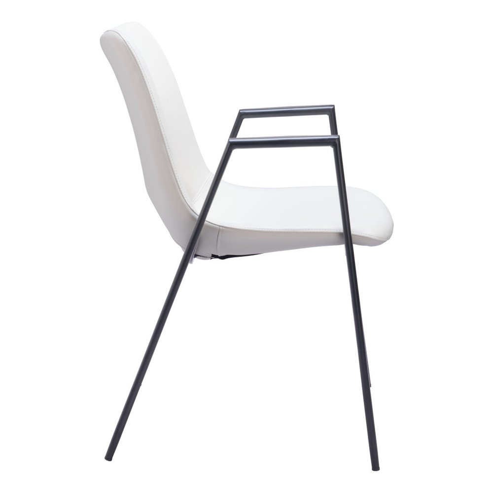Set of Two Blue And Black Faux Leather And Steel Dining Arm Chairs