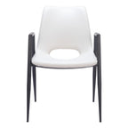 Set of Two Blue And Black Faux Leather And Steel Dining Arm Chairs