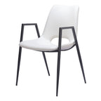 Set of Two Blue And Black Faux Leather And Steel Dining Arm Chairs