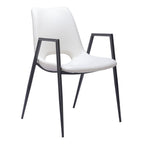 Set of Two Blue And Black Faux Leather And Steel Dining Arm Chairs