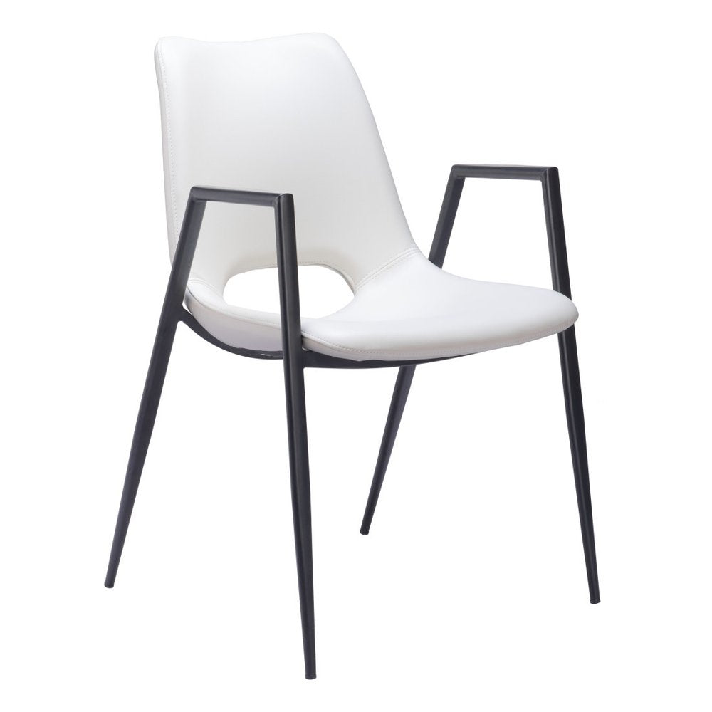 Set of Two Blue And Black Faux Leather And Steel Dining Arm Chairs