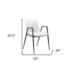 Set of Two Blue And Black Faux Leather And Steel Dining Arm Chairs