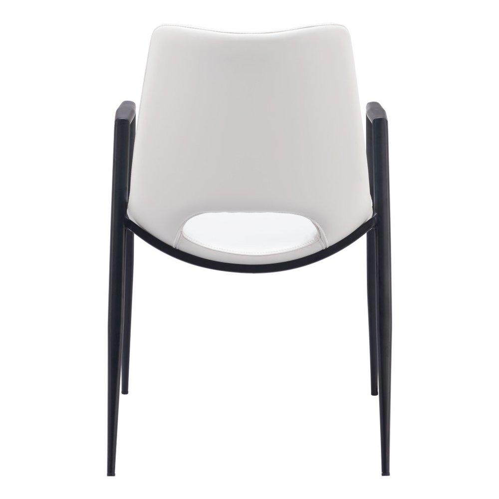 Set of Two Blue And Black Faux Leather And Steel Dining Arm Chairs