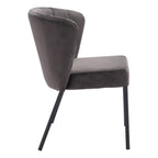 Set of Two Cream And Black Tufted Upholstery And Steel Dining Side Chairs