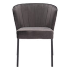 Set of Two Cream And Black Tufted Upholstery And Steel Dining Side Chairs