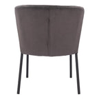 Set of Two Cream And Black Tufted Upholstery And Steel Dining Side Chairs
