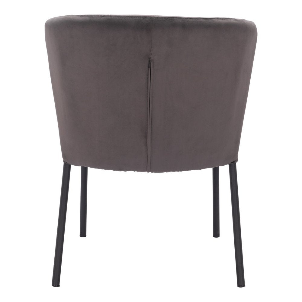 Set of Two Cream And Black Tufted Upholstery And Steel Dining Side Chairs