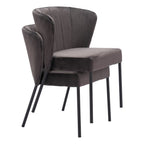 Set of Two Cream And Black Tufted Upholstery And Steel Dining Side Chairs